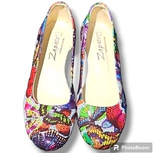 Zapato Multicolor Handmade Butterfly Leather Ballet Flats
